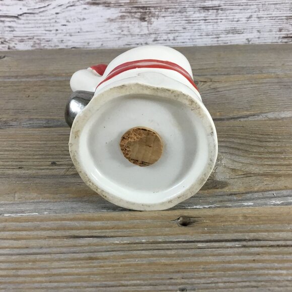 Vintage Fat Italian Pizza Chef Wife Salt Shaker Red & White Ceramic 5.75" Kitsch - Picture 6 of 7